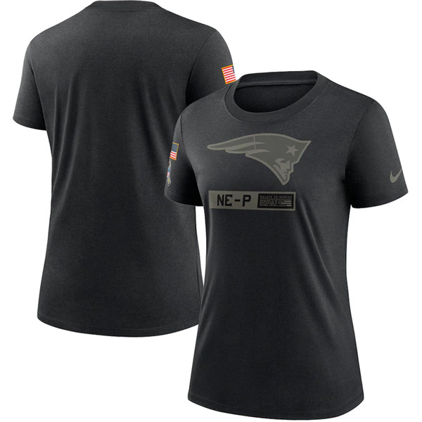 Women's New England Patriots 2020 Black Salute To Service Performance NFL T-Shirt (Run Small)